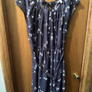 LC Lauren Conrad Navy Floral Midi Dress
